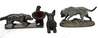 ANTIQUE MIXED LOT OF FOUR DOG SCULPTURES