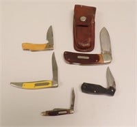 (2) OLD TIMER JACKKNIVES, ONE IN LEATHER SHEATH...