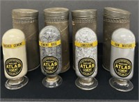 SALESMAN'S SAMPLES - 4 GLASS JARS OF ATLAS CEMENT
