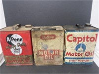 (3) Two Gallon Motor Oil Cans DuBois APenn Capitol