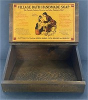 Village Bath Handmade Soap Advertising Wooden Box