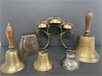 Lot Of (6) Small & Large  Bells Brass