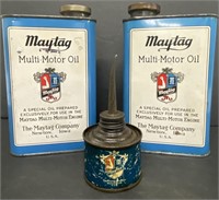 (2) Maytag Multi Motor Oil Cans,Thumb Pump Oil Can