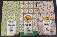 (3) Golden Loaf Cloth Flour Sacks / Bags