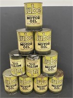 (10) Lube Motor Oil cans