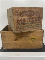(2) wooden match crates