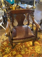 Antique Parlor Chair w/ carved faces