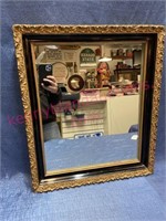 Antique black & gold wood wall mirror