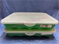(2) Green Sterilite ornament cases #1