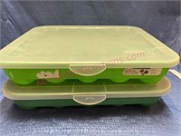 (2) Green Sterilite ornament cases #2