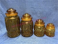 Amber glass moon & stars canister set