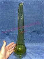 Vintage green art glass 3-footed vase