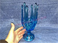 Vintage blue art glass vase