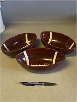 3 Glass Footbal Dishes For Dip