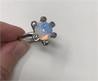 Sterling Silver CZ Faux Opal Ring