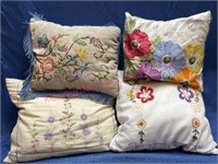 (4) Embroidery pillows (flowers)