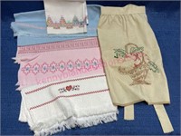 Embroidered apron & tea towels