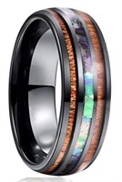 Men's Carbide Ring With Koa Wood And Shell Inlay