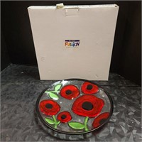 Sylvestri Fusion Glass Poppy Round Plate