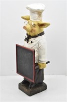 Pig "Chef" Figurine Holding A Chalkboard