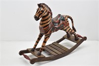 Decorative "Rocking Zebra" Painted Carved  Wood