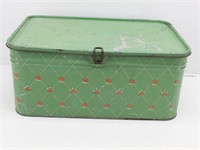 Vintage Metal Green w/Orange Roses Bread Box