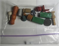 Bag of Antique Wood Game Pieces