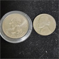 Silver War Nickel And 2001p Vermont State Quarter