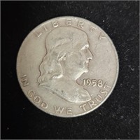 1958d Franklin Half Dollar 90% Silver
