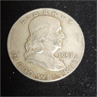 1957d Franklin Half Dollar 90% Silver