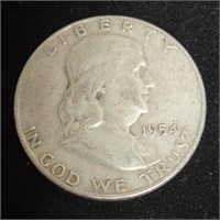 1954d Franklin Half Dollar 90% Silver