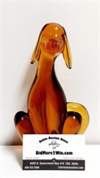 Amber Color Glass Dog Murano(?)  8" Tall