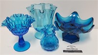 (4) Fenton/Viking Blue Glassware