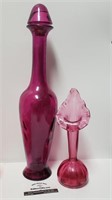 Vtg Amethyst Decanter* Blown Glass & Fenton Vase