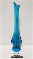 Vtg Viking Blue Glass Vase, 15"