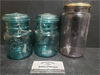 (3) Canning Glass Jars, Bail Ideal/Economy