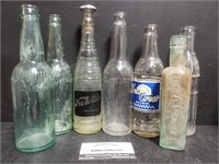 (7) Vtg Various Glass Soda/Beer/Sauce Bottles