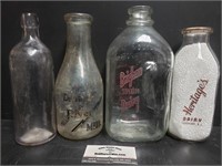 (4) Misc Vtg Milk Jars: Heritages/Brigham/Etc