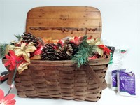 Basket of Christmas Decor/Lights/Fake Snow