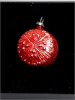 VTG Mercury Glass Ornament Red Round