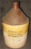 A Hatke & Co Richmond 5 Gal Stoneware Whiskey Jug