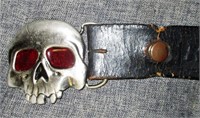 Leather Live To Ride Motorcycle Belt Skull Buckle