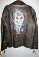 First Leather Airbrushed Skull Motorcycle Jacket