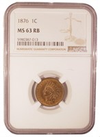 Choice RB Uncirculated 1876 Cent