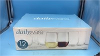 Daily ware stemless wine glasses, 12 pieces