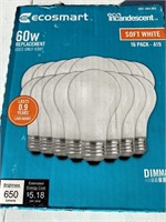 (12) ECOSMART SOFT WHITE 60W DIMMABLE BULBS