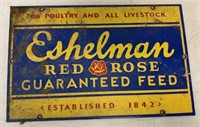 Single Side Eshelman Red Rose Porcelain Sign