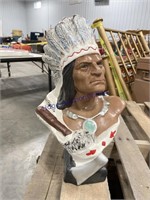 PLASTER INDIAN BUST, 18" TALL
