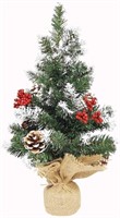 Flocked Snowy Pine Cone Tree with Metal Stand