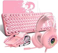 4-in-1 Gaming Keyboard Mouse Combo Pink